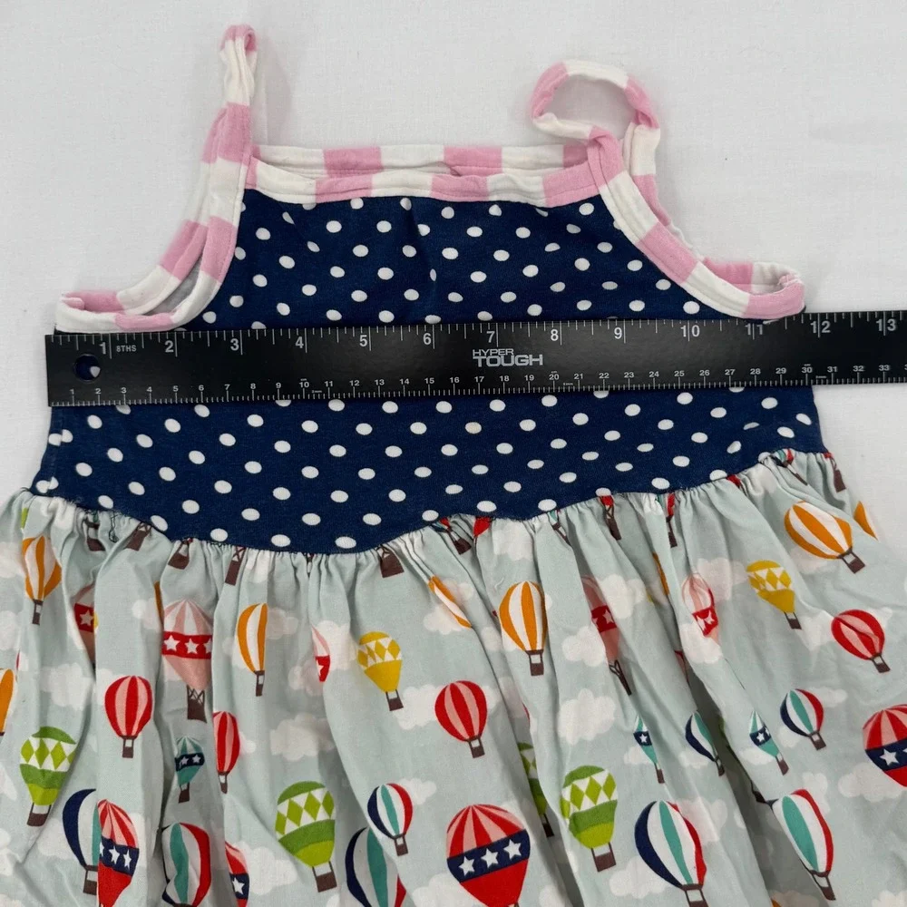 Handmade Vtg Girls Hot Air Balloon Polka Dot Mixed Media Sleeveless Dress 2T/3T